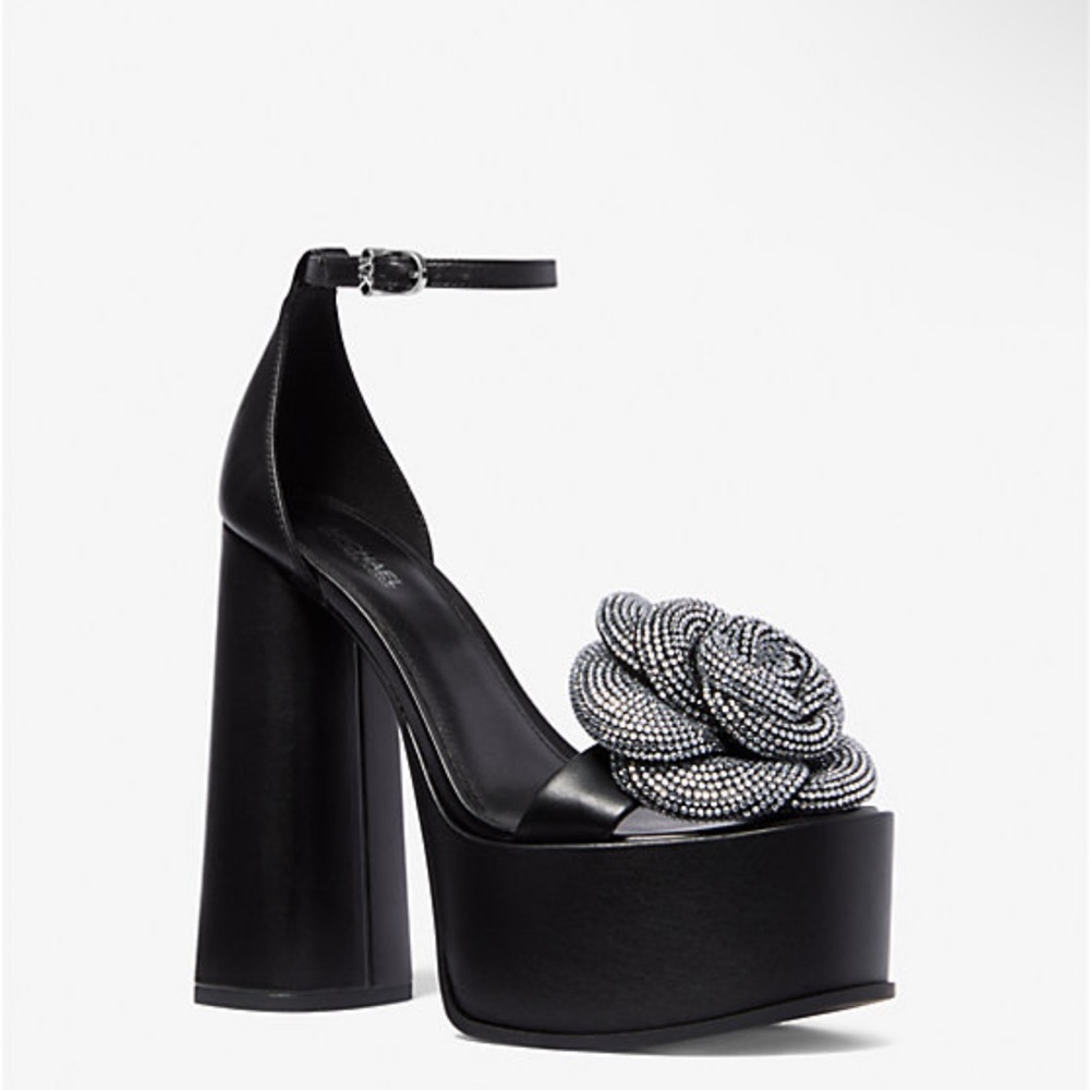 MICHAEL Michael Kors Elodie Platform Sandal Leather/hot fix Stones. - Picture 2 of 14